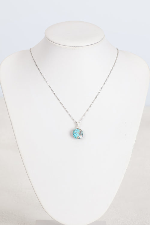 Turkuaz Firuze Doğal Taş  Gümüş Kolye