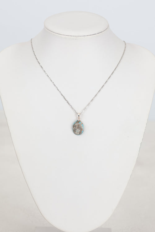 Turkuaz Firuze Doğal Taş  Gümüş Kolye