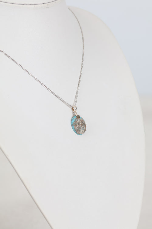 Turkuaz Firuze Doğal Taş  Gümüş Kolye