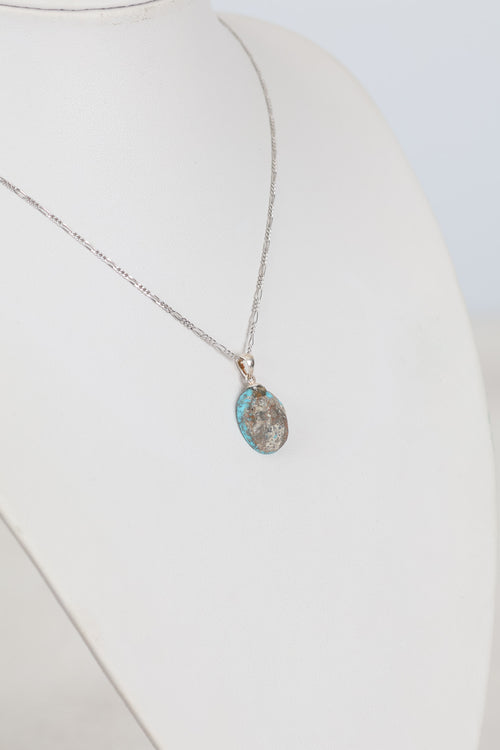 Turkuaz Firuze Doğal Taş  Gümüş Kolye