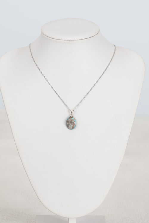 Turkuaz Firuze Doğal Taş  Gümüş Kolye