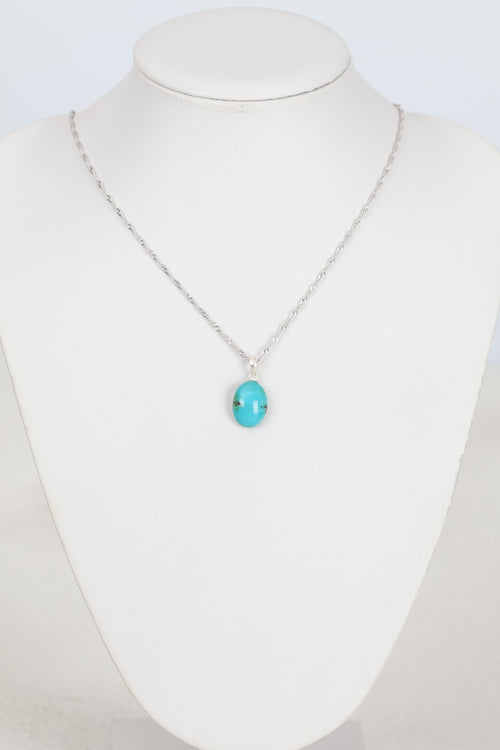 Turkuaz Firuze Doğal Taş  Gümüş Kolye