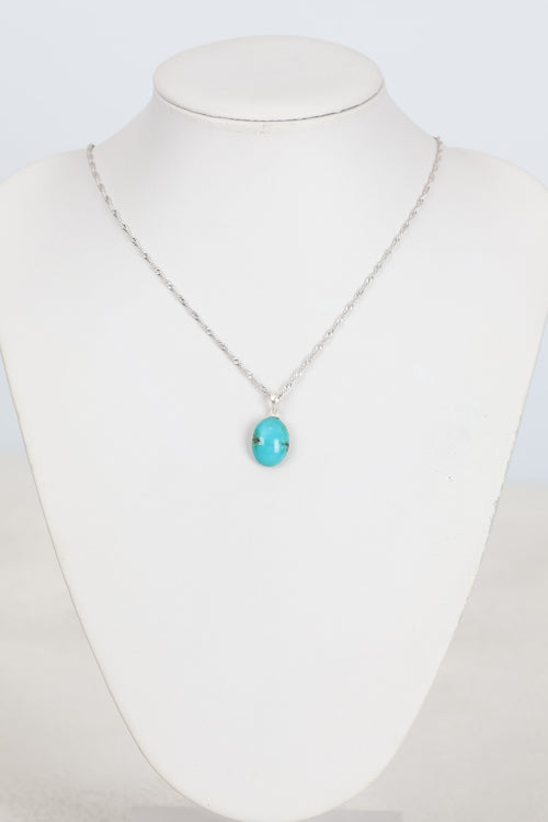 Turkuaz Firuze Doğal Taş  Gümüş Kolye