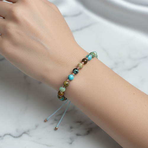 Turkuaz Firuze Doğal Taş Makrome Bileklik