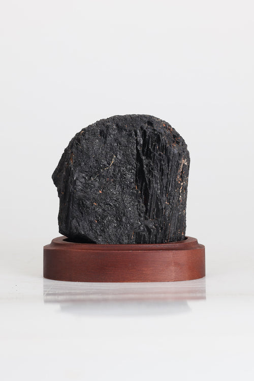 Tourmaline Natural Stone Raw Piece with Wooden Stand