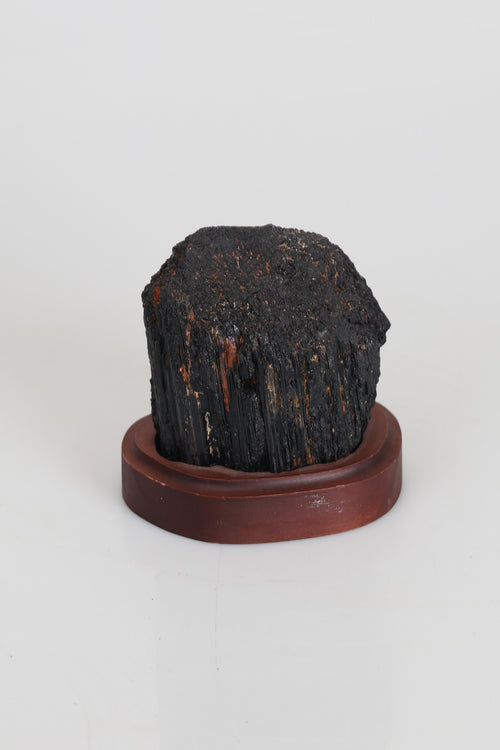 Tourmaline Natural Stone Raw Piece with Wooden Stand
