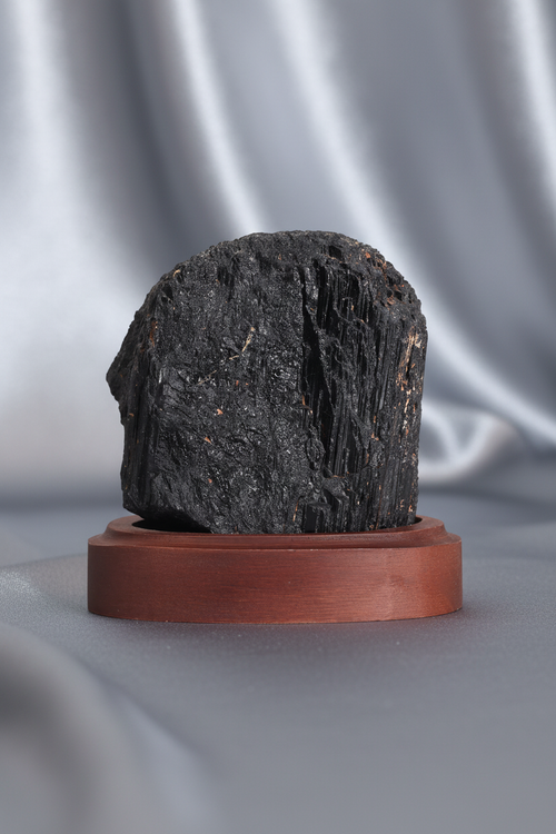 Tourmaline Natural Stone Raw Piece with Wooden Stand