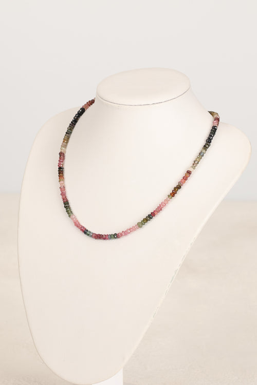 Tourmaline Natural Stone Necklace 3-4 mm Rondel Cut
