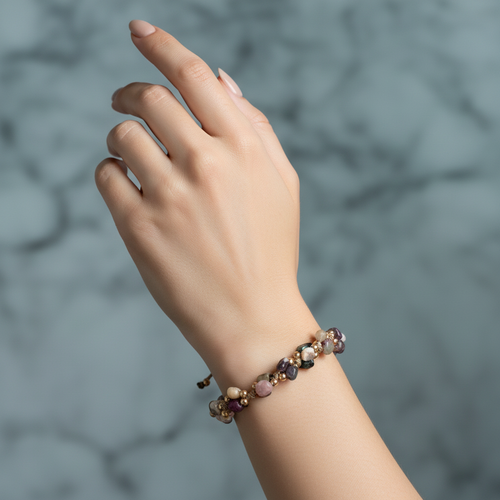 Turmalin Doğal Taş Üçlü Makrome Bileklik