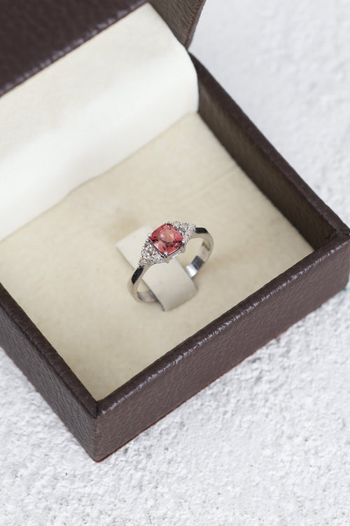 Turmalin - Pırlantalı Doğal Taş 925 Ayar Gümüş Yüzük