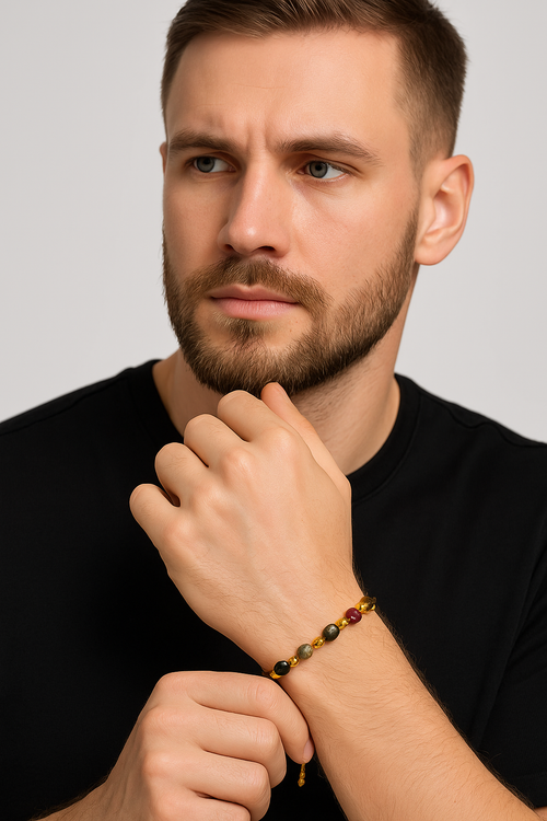 Tourmaline Natural Stone Macrame Bracelet