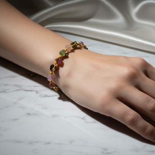 Turmallin Doğal Taş Makrome Bileklik