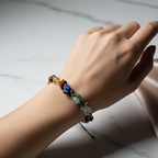 Sertifikalı Naturel Kesim Doğal Taş Makrome Bileklik – Akuamarin, Jasper, Kaplan Gözü