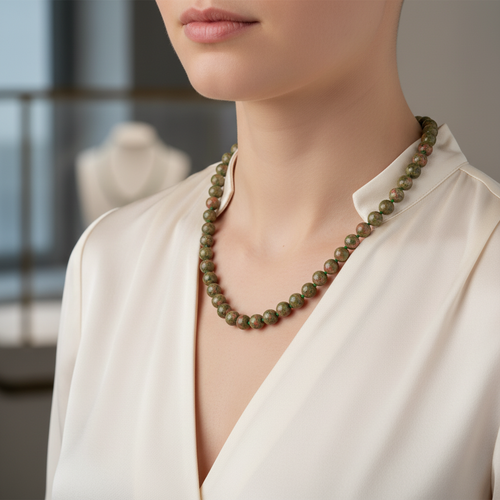 Unakit 8 mm Düğümlü Doğal Taş Kolye