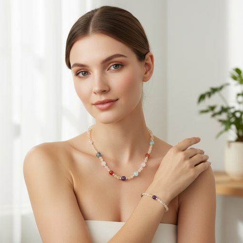 Kova Burcu Doğal Taş Gümüş Kapamalı Kolye Bileklik Seti - Görsel 2 - Safnaturel