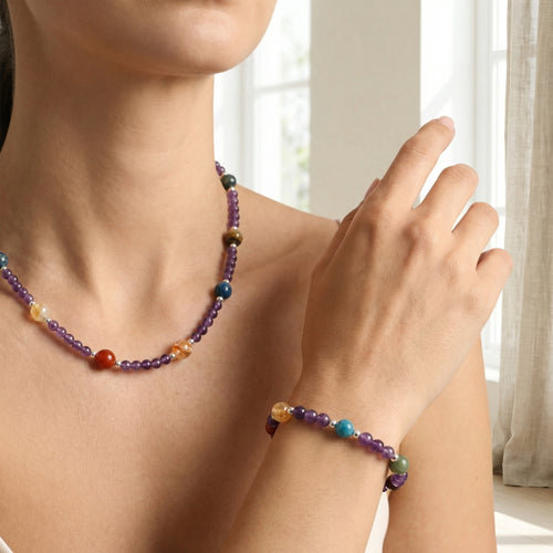 Akrep Burcu Doğal Taş Gümüş Kapamalı Kolye Bileklik Seti - Görsel 2 - Safnaturel