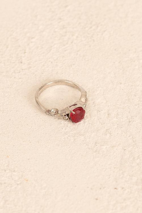 Ruby - Diamond Natural Stone 925 Sterling Silver Ring