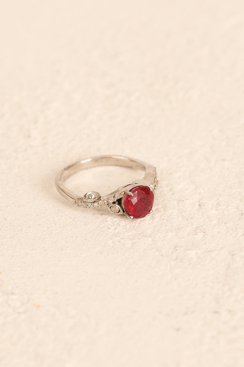 Ruby - Diamond Natural Stone 925 Sterling Silver Ring