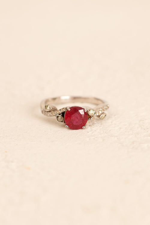 Ruby - Diamond Natural Stone 925 Sterling Silver Ring