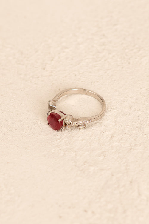 Ruby - Diamond Natural Stone 925 Sterling Silver Ring