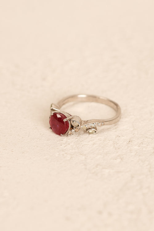 Ruby - Diamond Natural Stone 925 Sterling Silver Ring