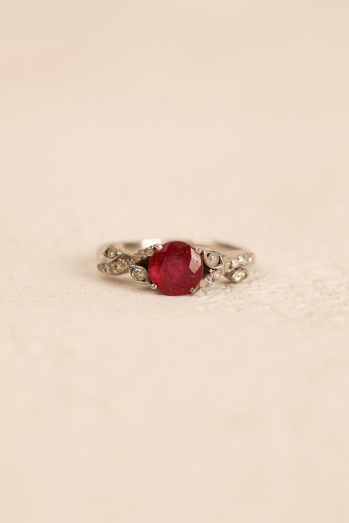 Ruby - Diamond Natural Stone 925 Sterling Silver Ring
