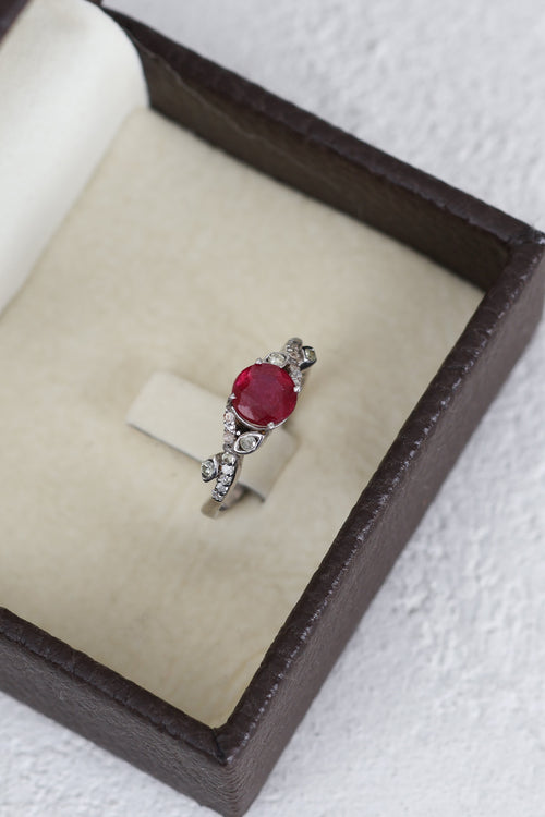 Ruby - Diamond Natural Stone 925 Sterling Silver Ring