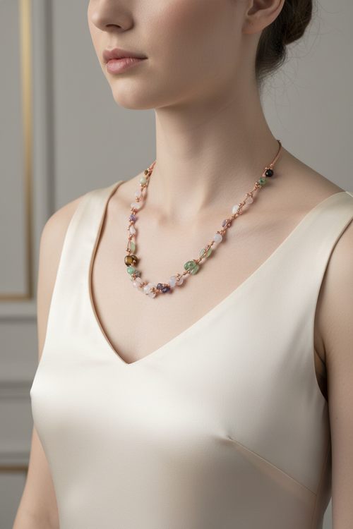 Yengeç Burcu Doğal Taş Makrome Kolye