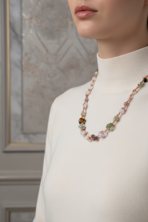 Yengeç Burcu Doğal Taş Makrome Kolye