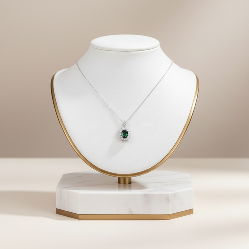 Yeşil Turmalin Doğal Taş 925 Ayar Gümüş Kolye