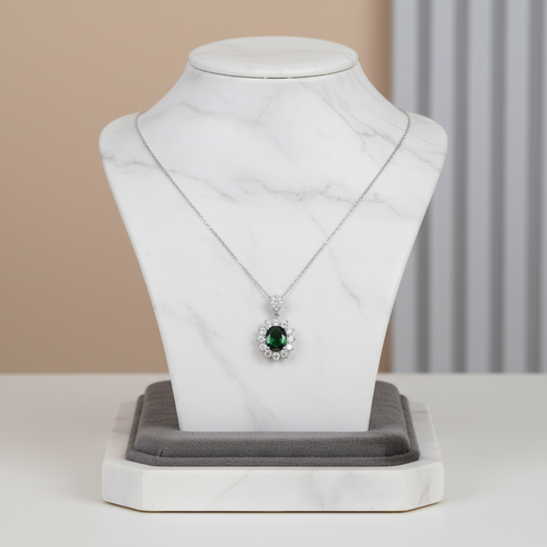 Yeşil Turmalin Doğal Taş 925 Ayar Gümüş Kolye