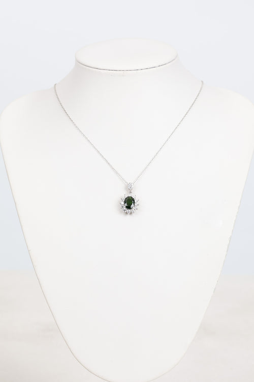 Yeşil Turmalin Doğal Taş 925 Ayar Gümüş Kolye