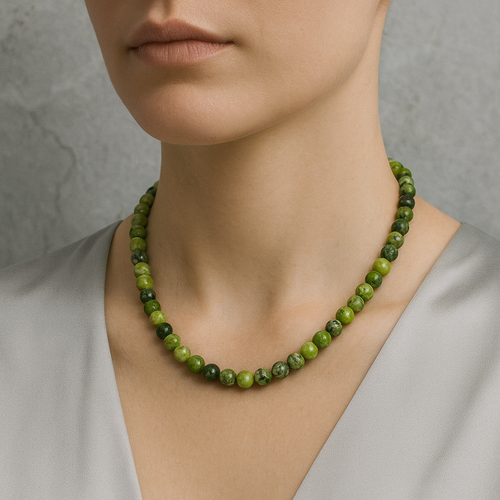 Yeşim Serpantin Doğal Taş Dizi Kolye 8 mm