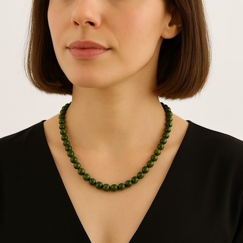 Jade 8 mm Knotted Natural Stone Necklace