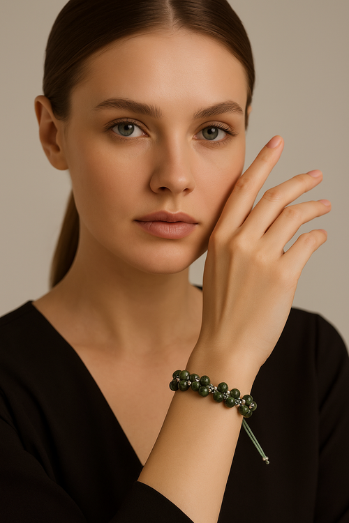 Jade Triple Macrame Special Design Bracelet 6 mm