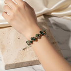 Yosunlu Akik Üçlü Makrome Özel Tasarım Bileklik 6 mm