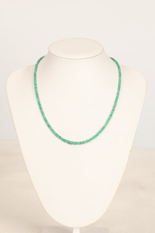 Zümrüt Doğal Taş Kolye 3-4 mm Rondel Kesim