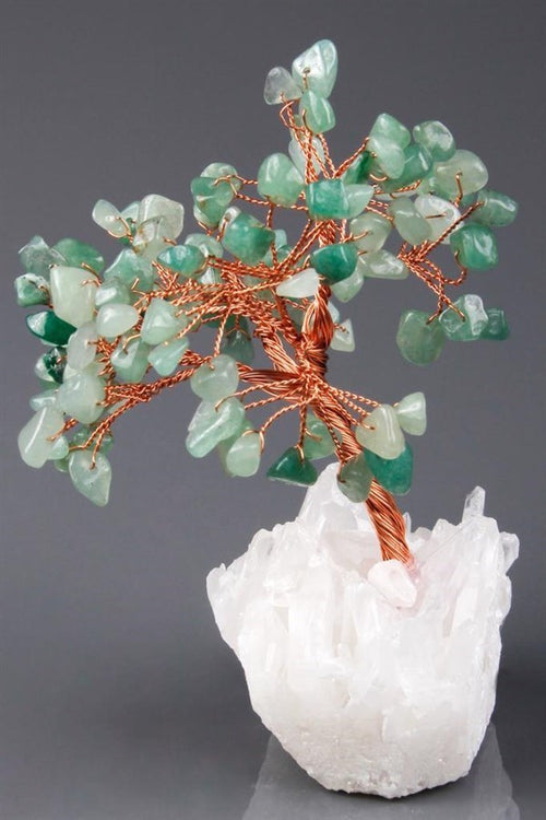 Kristal Kuvars - Aventurin Doğal Taş Tel Sarmalı Tasarım Ağaç