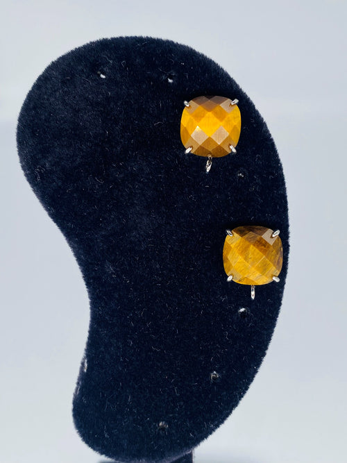 Kaplangözü Doğal Taş Küpe - 10 mm Yuvarlak Kahverengi