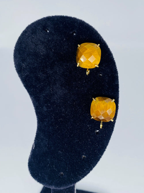Kaplangözü Doğal Taş Küpe - 10 mm Yuvarlak Kahverengi